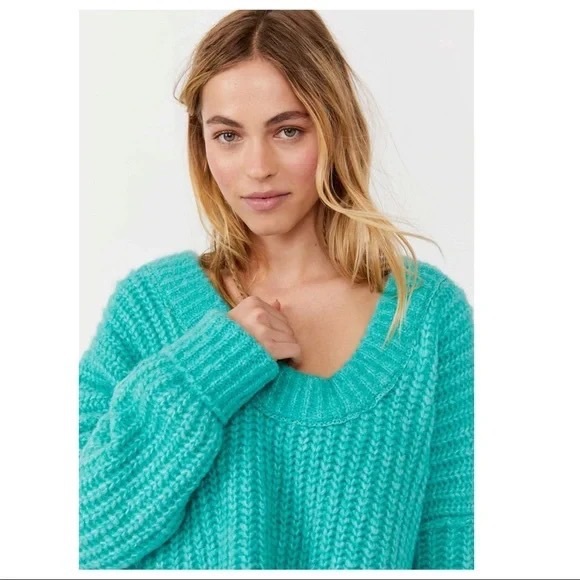 FREE PEOPLE BOHO PULLOVER SWEATER RETRO 90s VIBES CHUNKY KNIT COZY PULLOVER A3C - Picture 3 of 13
